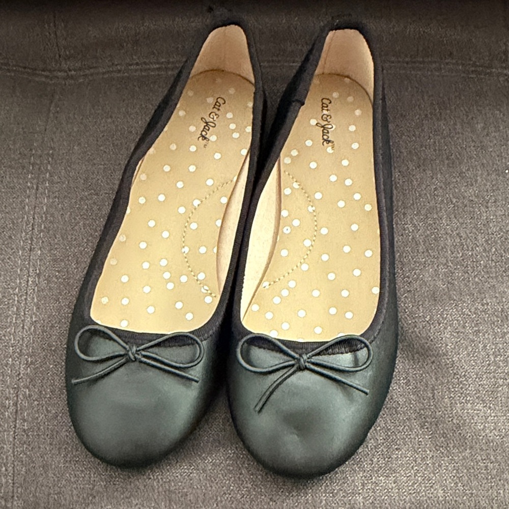🖤 Cat & Jack Black Ballet Bow Flats Shoes